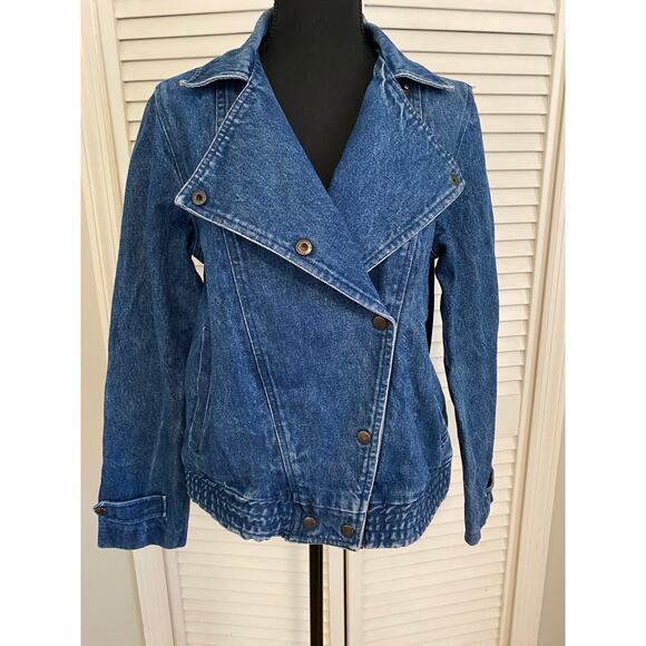 Vtg 90s Denim Jacket size Small Unisex double-breasted Jean jacket snap closure. - Picture 3 of 9